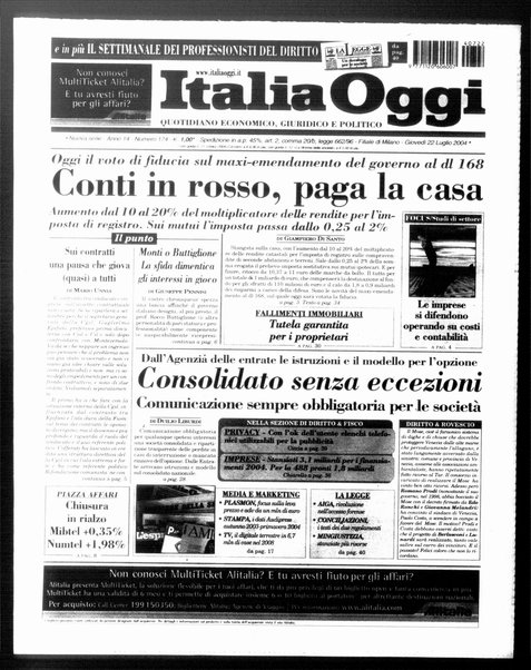 Italia oggi : quotidiano di economia finanza e politica